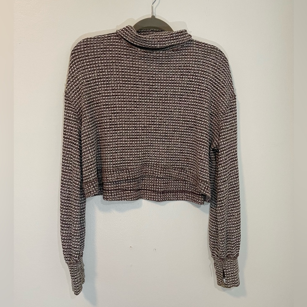 Free People Cropped Turtleneck Sweater Wine